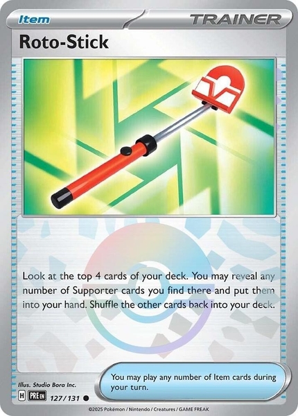 Thẻ hình Pokemon Roto Stick 127/131 - Lá bài lẻ Prismatic Evolutions Common Reverse Holo tiếng Anh chính hãng ảnh 3