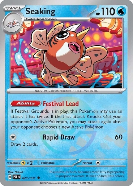 Thẻ hình Pokemon Seaking 021/131 - Lá bài lẻ Prismatic Evolutions Uncommon Reverse Holo tiếng Anh chính hãng ảnh 2