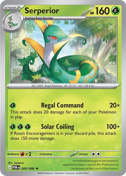 Thẻ hình Pokemon Serperior 006/088 - Lá bài lẻ Perfect Order Holo Rare Reverse Holo tiếng Anh chính hãng