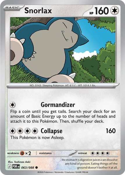 Thẻ hình Pokemon Snorlax 063/088 - Lá bài lẻ Perfect Order Common Reverse Holo tiếng Anh chính hãng