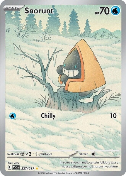 Thẻ hình Pokemon Snorunt 227/217 - Lá bài lẻ Ascended Heroes Illustration Rare tiếng Anh chính hãng