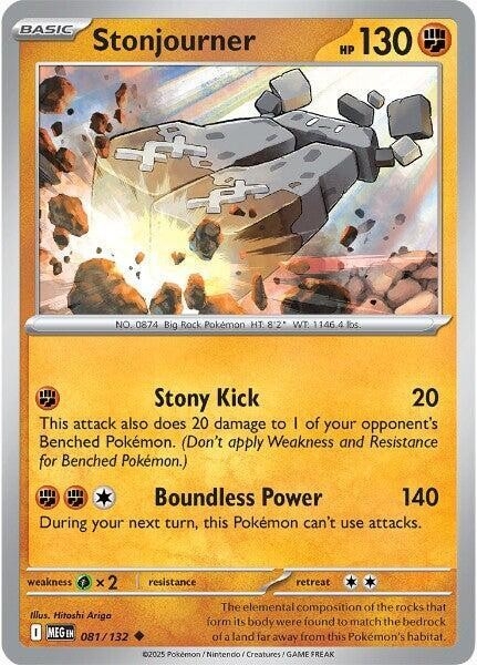 Thẻ hình Pokemon Stonjourner 081/132 - Lá bài lẻ Mega Evolution Base Set Uncommon Reverse Holo tiếng Anh chính hãng