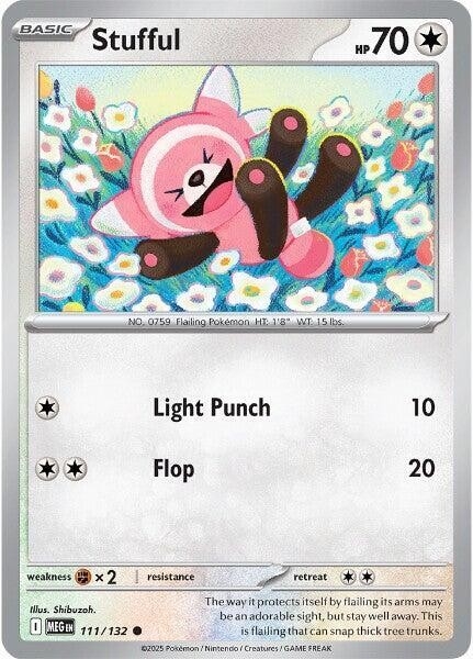 Thẻ hình Pokemon Stufful 111/132 - Lá bài lẻ Mega Evolution Base Set Common Reverse Holo tiếng Anh chính hãng