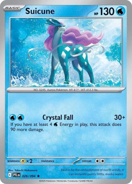 Thẻ hình Pokemon Suicune 026/094 - Lá bài lẻ Phantasmal Flames Holo Rare Reverse Holo tiếng Anh chính hãng