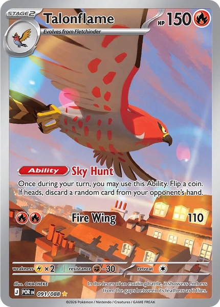 Thẻ hình Pokemon Talonflame 091/088 - Lá bài lẻ Perfect Order Illustration Rare tiếng Anh chính hãng