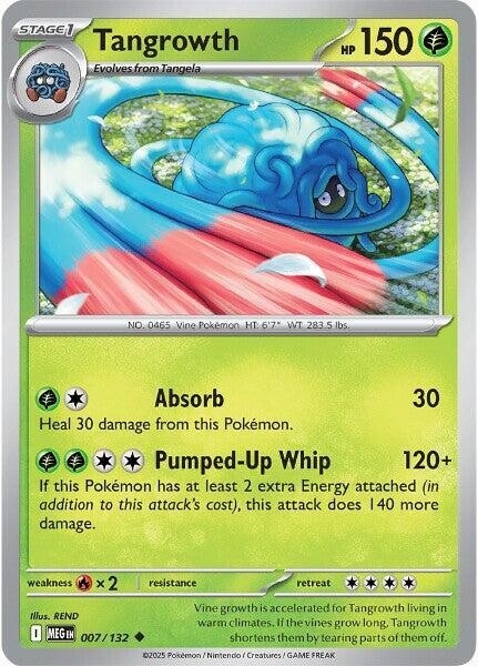 Thẻ hình Pokemon Tangrowth 007/132 - Lá bài lẻ Mega Evolution Base Set Uncommon Reverse Holo tiếng Anh chính hãng