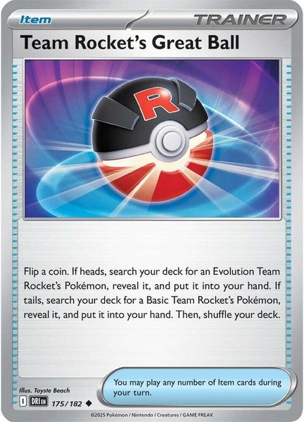 Thẻ hình Pokemon Team Rocket's Great Ball 175/182 - Lá bài lẻ Destined Rivals Uncommon tiếng Anh chính hãng