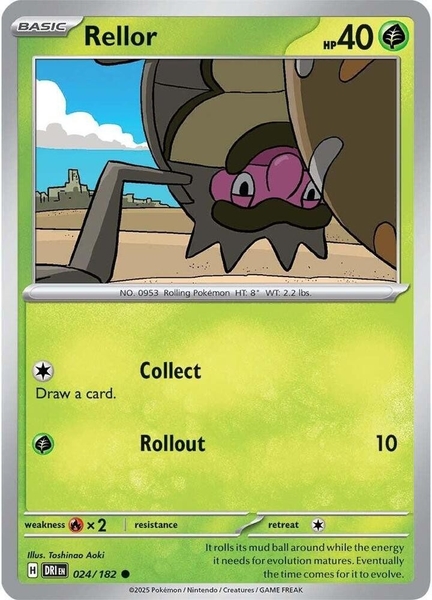 Thẻ hình Pokemon Rellor 024/182 - Lá bài lẻ Destined Rivals Common Reverse Holo tiếng Anh chính hãng
