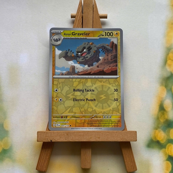 Thẻ hình Pokemon Alolan Graveler 045/159 - Lá bài lẻ Journey Together Common Reverse Holo tiếng Anh chính hãng