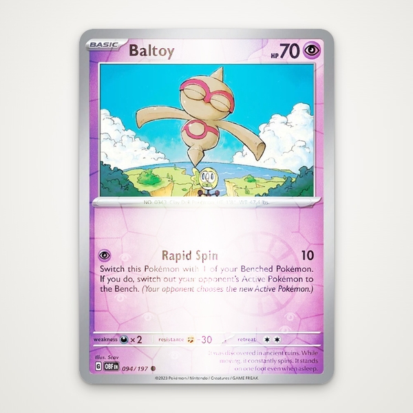 Thẻ hình Pokemon Baltoy 094/197 - Lá bài lẻ Obsidian Flames Common Reverse Holo tiếng Anh chính hãng ảnh 2