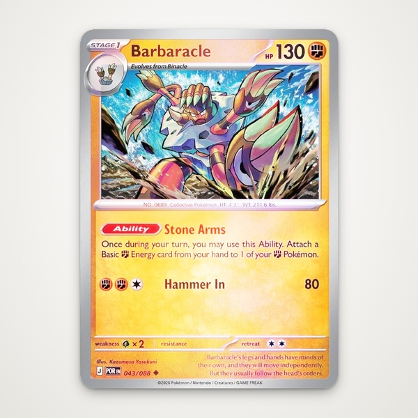 Thẻ hình Pokemon Barbaracle 043/088 - Lá bài lẻ Perfect Order Uncommon Reverse Holo tiếng Anh chính hãng ảnh 2