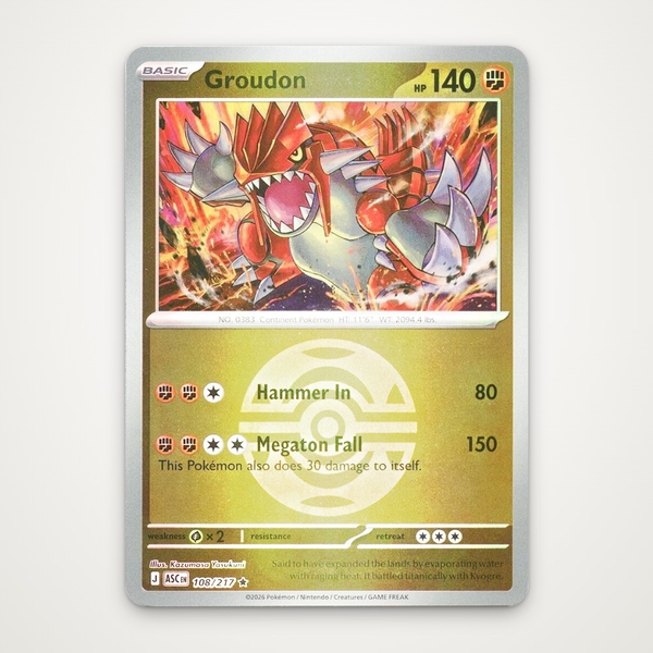 Thẻ hình Pokemon Groudon 108/217 - Lá bài lẻ Ascended Heroes Rare Dusk Ball Holo tiếng Anh chính hãng ảnh 3
