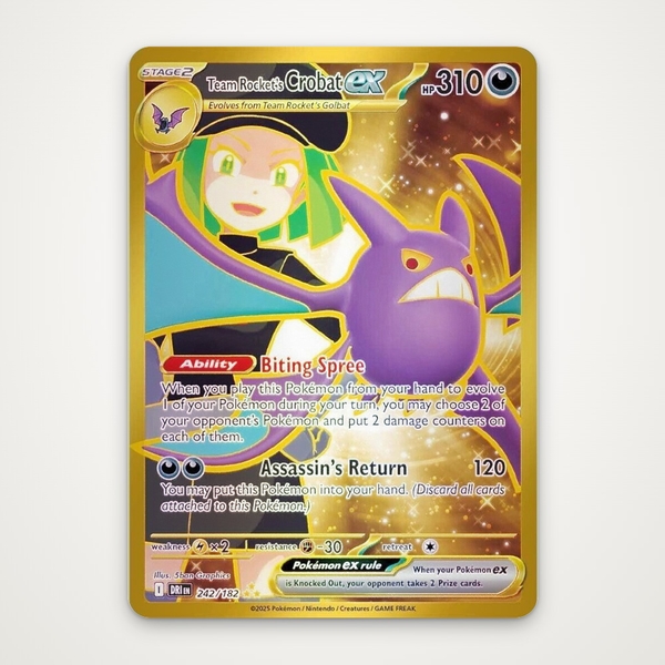 Thẻ hình Pokemon Team Rocket's Crobat ex 242/182 - Lá bài lẻ Destined Rivals Hyper Rare tiếng Anh chính hãng ảnh 2