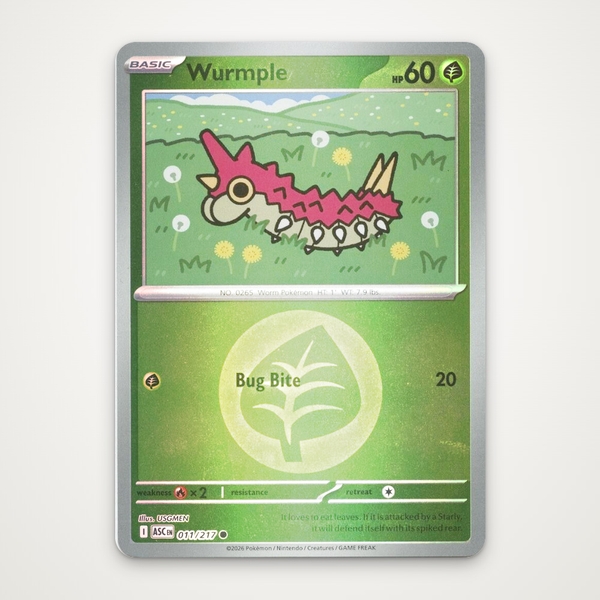 Thẻ hình Pokemon Wurmple 011/217 - Lá bài lẻ Ascended Heroes Common Love Ball Holo tiếng Anh chính hãng