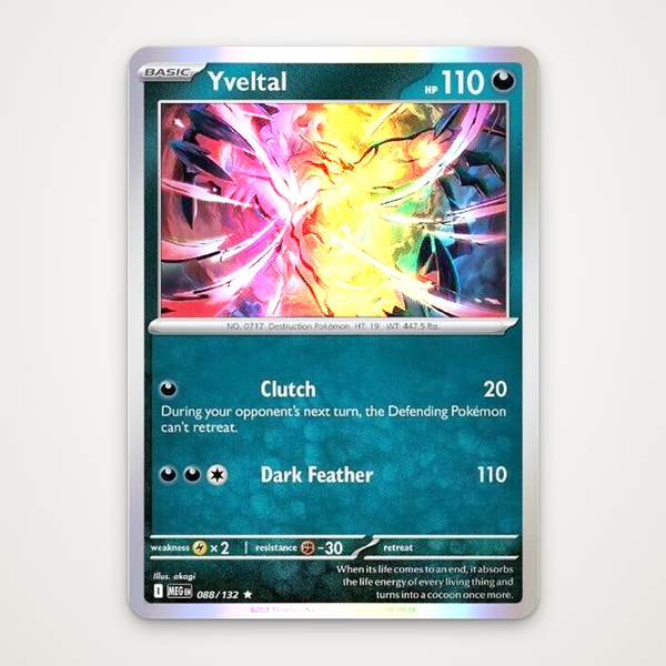 Thẻ hình Pokemon Yveltal 088/132 - Lá bài lẻ Mega Evolution Base Set Holo Rare Reverse Holo tiếng Anh chính hãng ảnh 2
