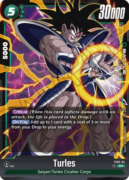 Thẻ hình Dragon Ball Turles FS03-04 Super Rare - Lá bài lẻ Broly FS03 tiếng Nhật chính hãng
