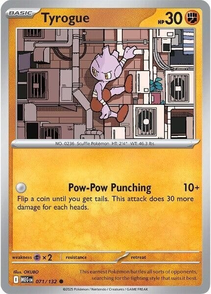 Thẻ hình Pokemon Tyrogue 071/132 - Lá bài lẻ Mega Evolution Base Set Common Reverse Holo tiếng Anh chính hãng