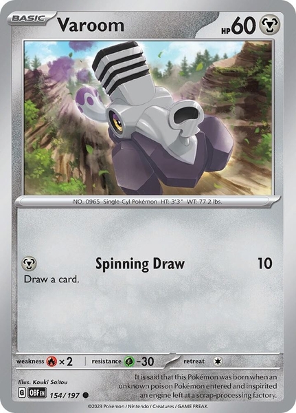 Thẻ hình Pokemon Varoom 154/197 - Lá bài lẻ Obsidian Flames Common Reverse Holo tiếng Anh chính hãng