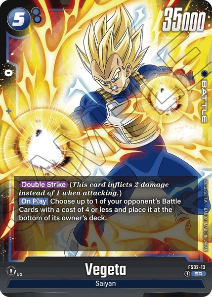 Thẻ hình Dragon Ball Vegeta FS02-13 Super Rare - Lá bài lẻ Vegeta FS02 tiếng Nhật chính hãng
