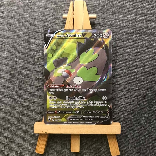 Thẻ hình Pokemon Galarian Stunfisk V 184/189 - Lá bài lẻ Full Art Ultra Rare tiếng Anh chính hãng