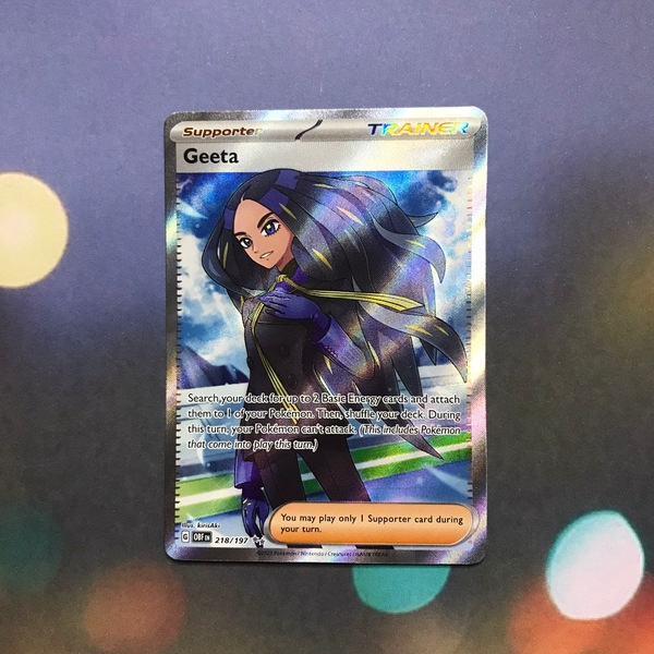 Thẻ hình Pokemon Geeta 218/197 - Lá bài lẻ Obsidian Flames Full Art Secret Rare tiếng Anh chính hãng ảnh 2