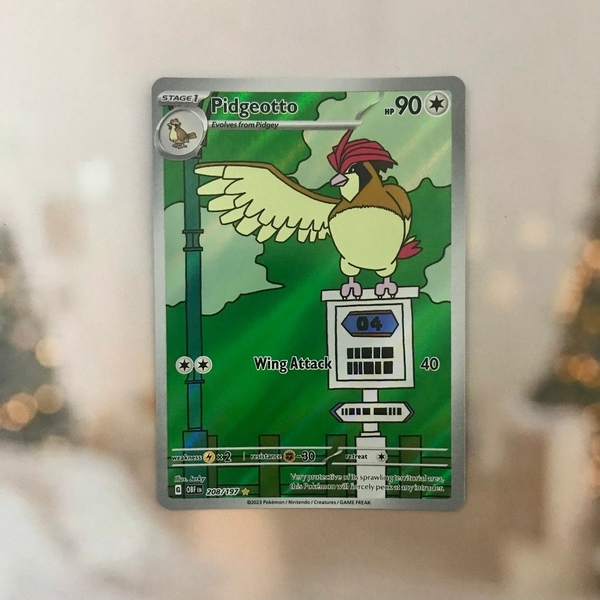 Thẻ hình Pokemon Pidgeotto 208/197 - Lá bài lẻ Obsidian Flames Illustration Rare tiếng Anh chính hãng ảnh 2