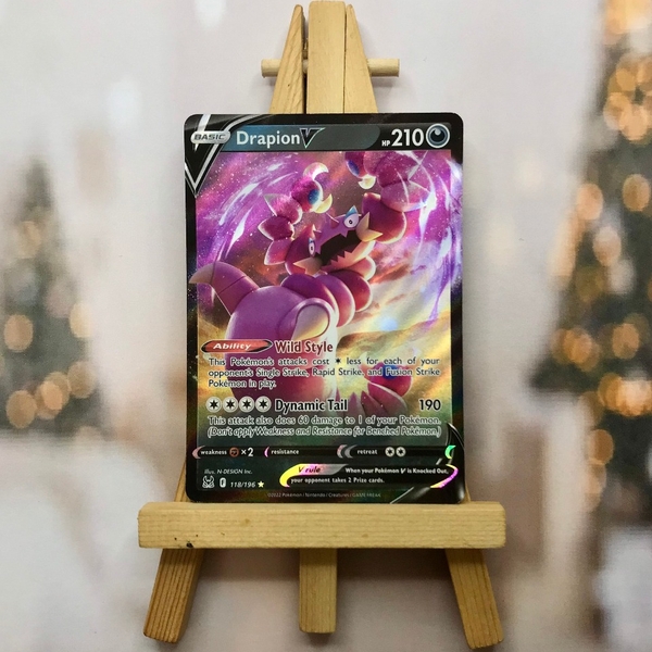 Thẻ hình Pokemon Drapion V 118/196 - Lá bài Sword & Shield: Lost Origin Ultra Rare tiếng Anh chính hãng ảnh 2