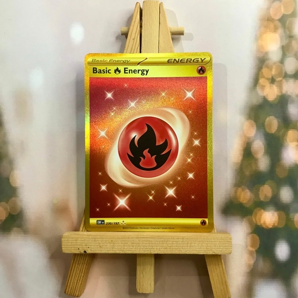 Thẻ hình Pokemon Fire Energy 230/197 - Lá bài lẻ Scarlet & Violet: Obsidian Flames Gold Secret Rare tiếng Anh chính hãng ảnh 3