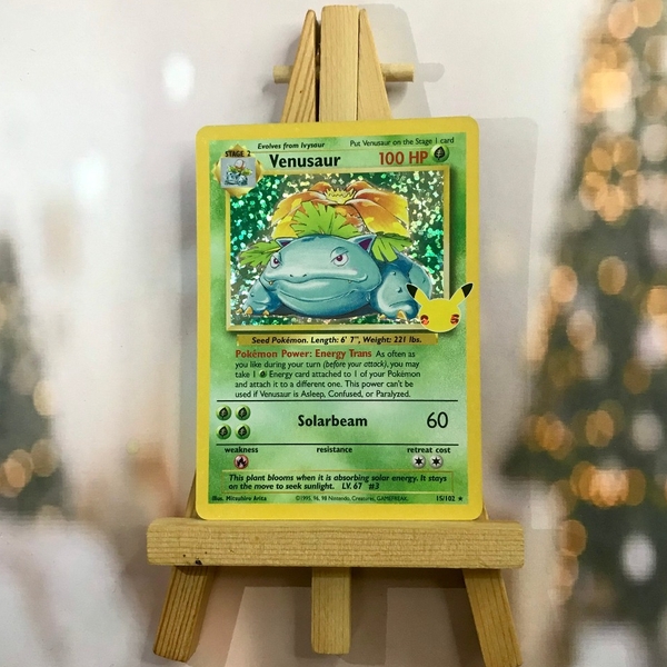 Thẻ hình Pokemon Venusaur 15/102 - Lá bài lẻ Holo Rare (Classic Collection) 25th Celebrations tiếng Anh chính hãng ảnh 3