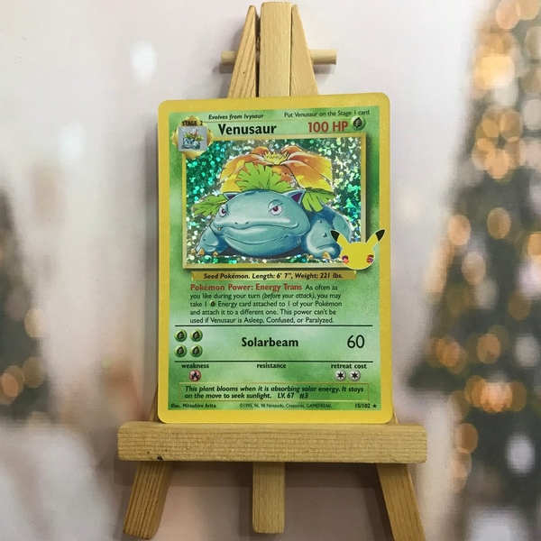 Thẻ hình Pokemon Venusaur 15/102 - Lá bài lẻ Holo Rare (Classic Collection) 25th Celebrations tiếng Anh chính hãng
