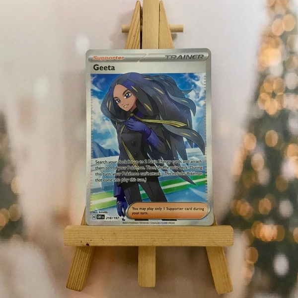 Thẻ hình Pokemon Geeta 218/197 - Lá bài lẻ Obsidian Flames Full Art Secret Rare tiếng Anh chính hãng ảnh 4