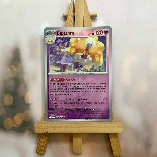 Thẻ hình Pokemon Espathra 081/182 - Lá bài lẻ Paradox Rift Holo Rare Reverse Holo tiếng Anh chính hãng ảnh 5