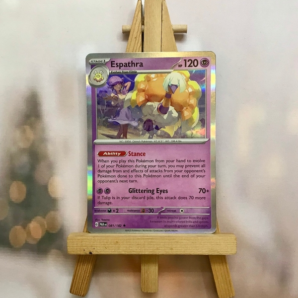 Thẻ hình Pokemon Espathra 081/182 - Lá bài lẻ Paradox Rift Holo Rare Reverse Holo tiếng Anh chính hãng ảnh 4