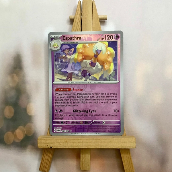 Thẻ hình Pokemon Espathra 081/182 - Lá bài lẻ Paradox Rift Holo Rare Reverse Holo tiếng Anh chính hãng ảnh 3