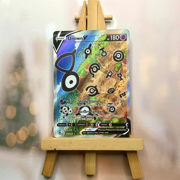 Thẻ hình Pokemon Unown V 177/195 - Lá bài lẻ Silver Tempest Alternate Art Ultra Rare tiếng Anh chính hãng ảnh 4