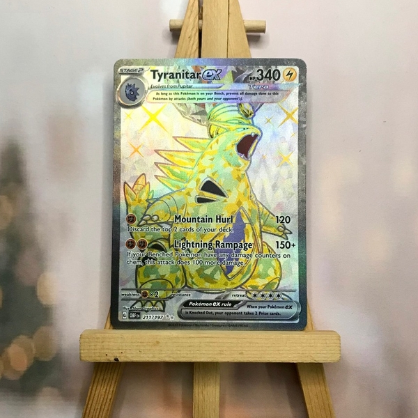 Thẻ hình Pokemon Tyranitar ex 211/197 - Lá bài lẻ Obsidian Flames Full Art Secret Rare tiếng Anh chính hãng ảnh 3