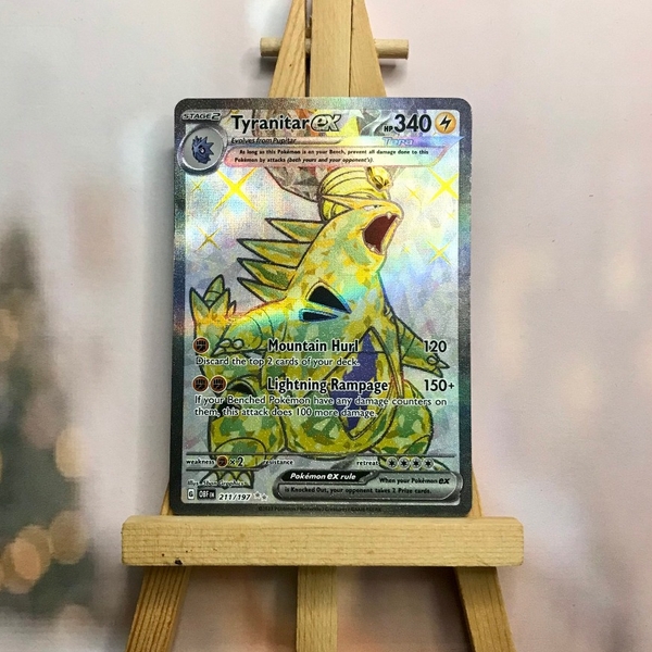 Thẻ hình Pokemon Tyranitar ex 211/197 - Lá bài lẻ Obsidian Flames Full Art Secret Rare tiếng Anh chính hãng ảnh 2