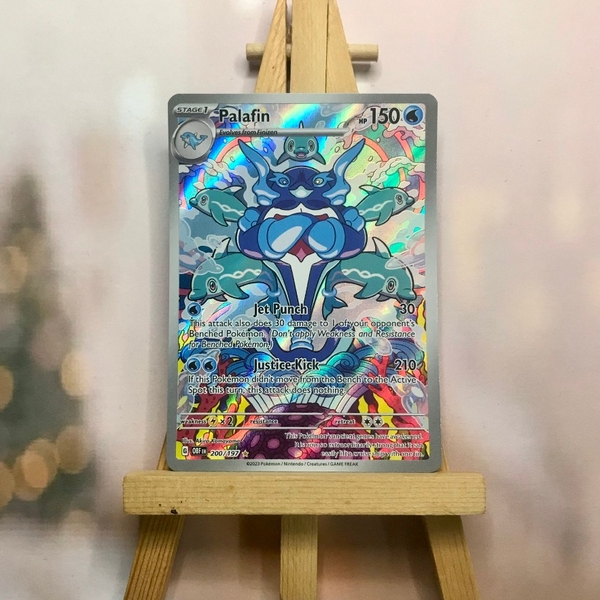 Thẻ hình Pokemon Palafin 200/197 - Lá bài Scarlet & Violet: Obsidian Flames Illustration Rare tiếng Anh chính hãng ảnh 4