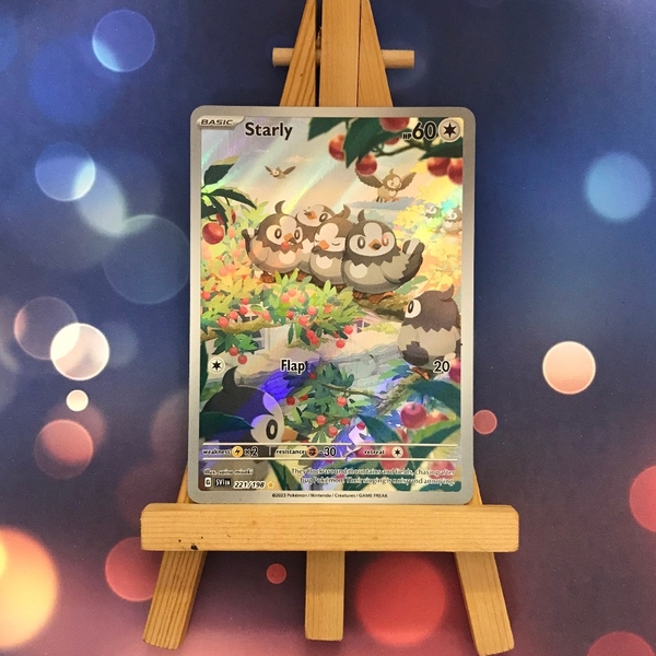 Thẻ hình Pokemon Starly 221/198 - Lá bài lẻ Illustration Rare tiếng Anh chính hãng ảnh 2