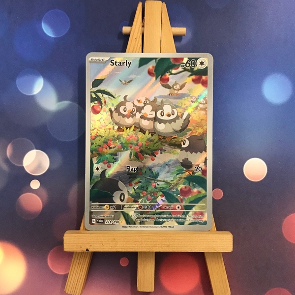 Thẻ hình Pokemon Starly 221/198 - Lá bài lẻ Illustration Rare tiếng Anh chính hãng ảnh 4
