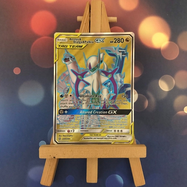 Thẻ hình Pokemon Arceus & Dialga & Palkia GX 220/236 - Lá bài lẻ Full Art Ultra Rare tiếng Anh chính hãng ảnh 2