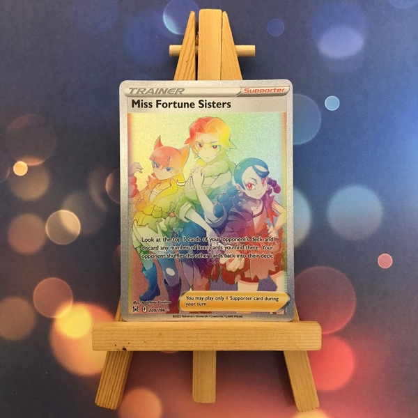 Thẻ hình Pokemon Miss Fortune Sisters 209/196 - Lá bài lẻ Lost Origin Hyper Rare tiếng Anh chính hãng ảnh 2