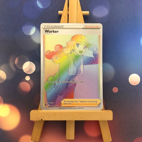 Thẻ hình Pokemon Worker 209/195 - Lá bài lẻ Sword & Shield: Silver Tempest Hyper Rare tiếng Anh chính hãng ảnh 3