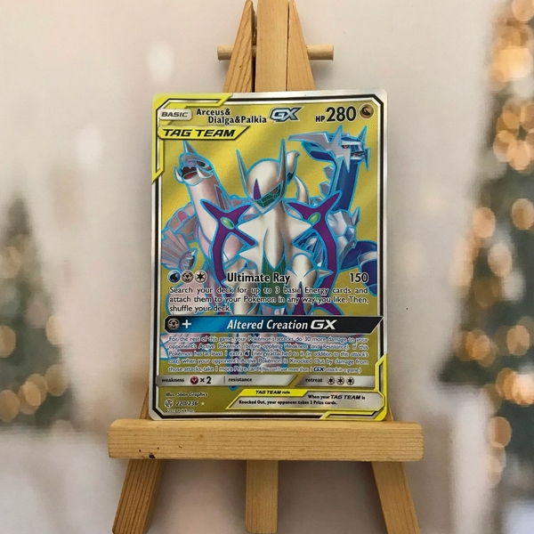 Thẻ hình Pokemon Arceus & Dialga & Palkia GX 220/236 - Lá bài lẻ Full Art Ultra Rare tiếng Anh chính hãng