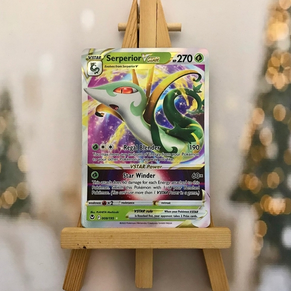 Thẻ hình Pokemon Serperior VSTAR 008/195 - Lá bài lẻ Silver Tempest Ultra Rare tiếng Anh chính hãng ảnh 2