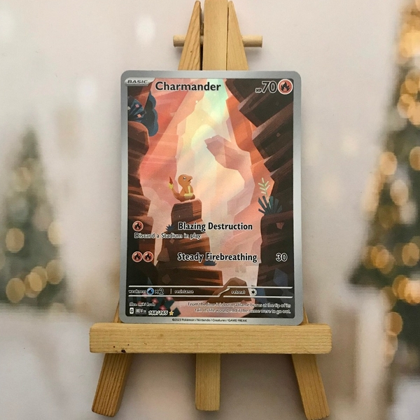 Thẻ hình Pokemon Charmander 168/165 - Lá bài lẻ Scarlet & Violet 151 Illustration Rare tiếng Anh chính hãng