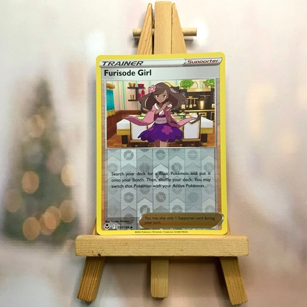 Thẻ hình Pokemon Furisode Girl 157/195 - Lá bài lẻ Silver Tempest Uncommon Reverse Holo tiếng Anh chính hãng ảnh 4