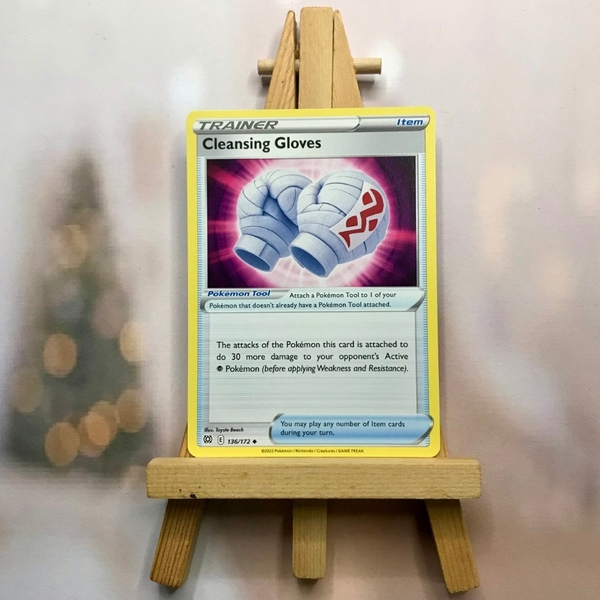 Thẻ Pokemon Cleansing Gloves 136/172 - Lá bài Sword&Shield Brilliant Stars Uncommon Reverse Holo tiếng Anh chính hãng