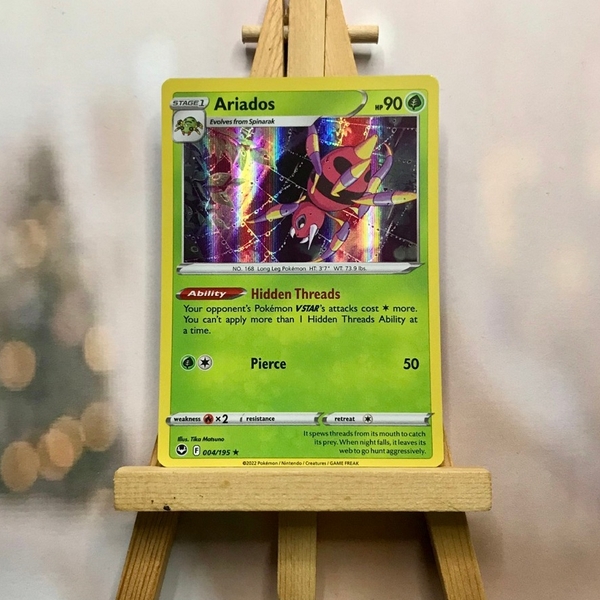 Thẻ hình Pokemon Ariados 004/195 - Lá bài Sword&Shield Silver Tempest Reverse Holo Rare tiếng Anh chính hãng ảnh 2