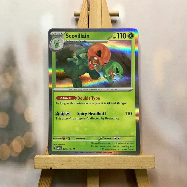 Thẻ hình Pokemon Scovillain 025/197 - Lá bài lẻ Obsidian Flames Rare Reverse Holo tiếng Anh chính hãng